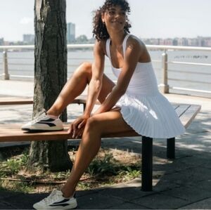 Yogalicious Lux Net Motion Dress White Pleated Tennis Skirt Skort NWT $88